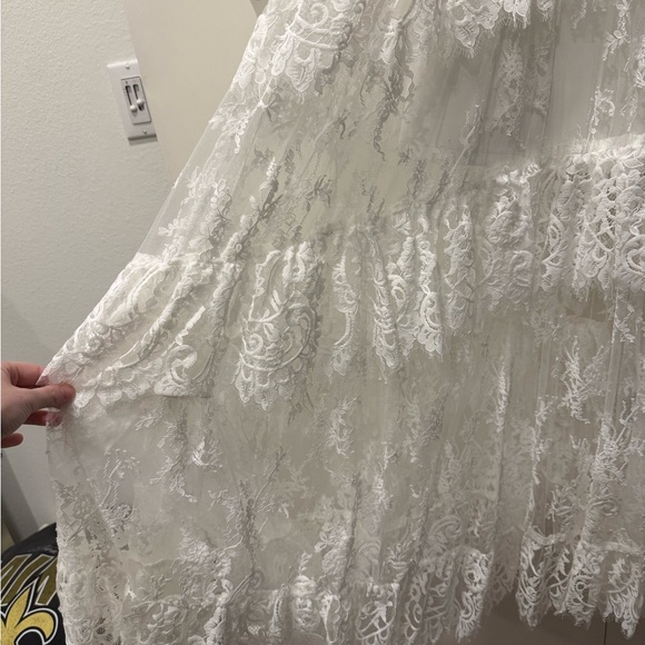 BHLDN White Lace Halter Ruffle Peekaboo Maxi Dress - Picture 11 of 12